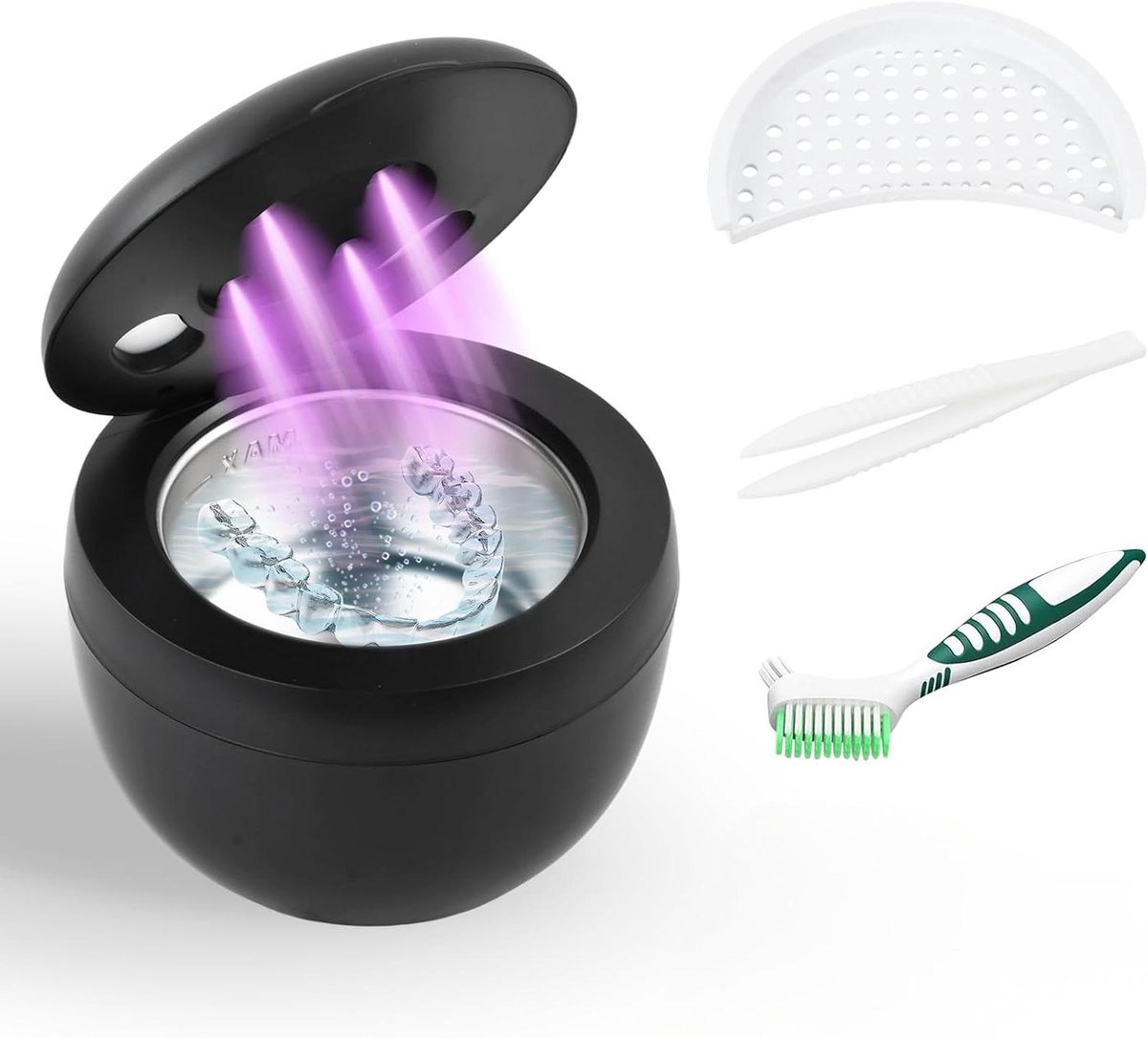 Ultrasone Reiniger - Tandheelkundige Pod - Hygiëne Verbeteren - 4 UV Lampen - 200 ml - Zwart