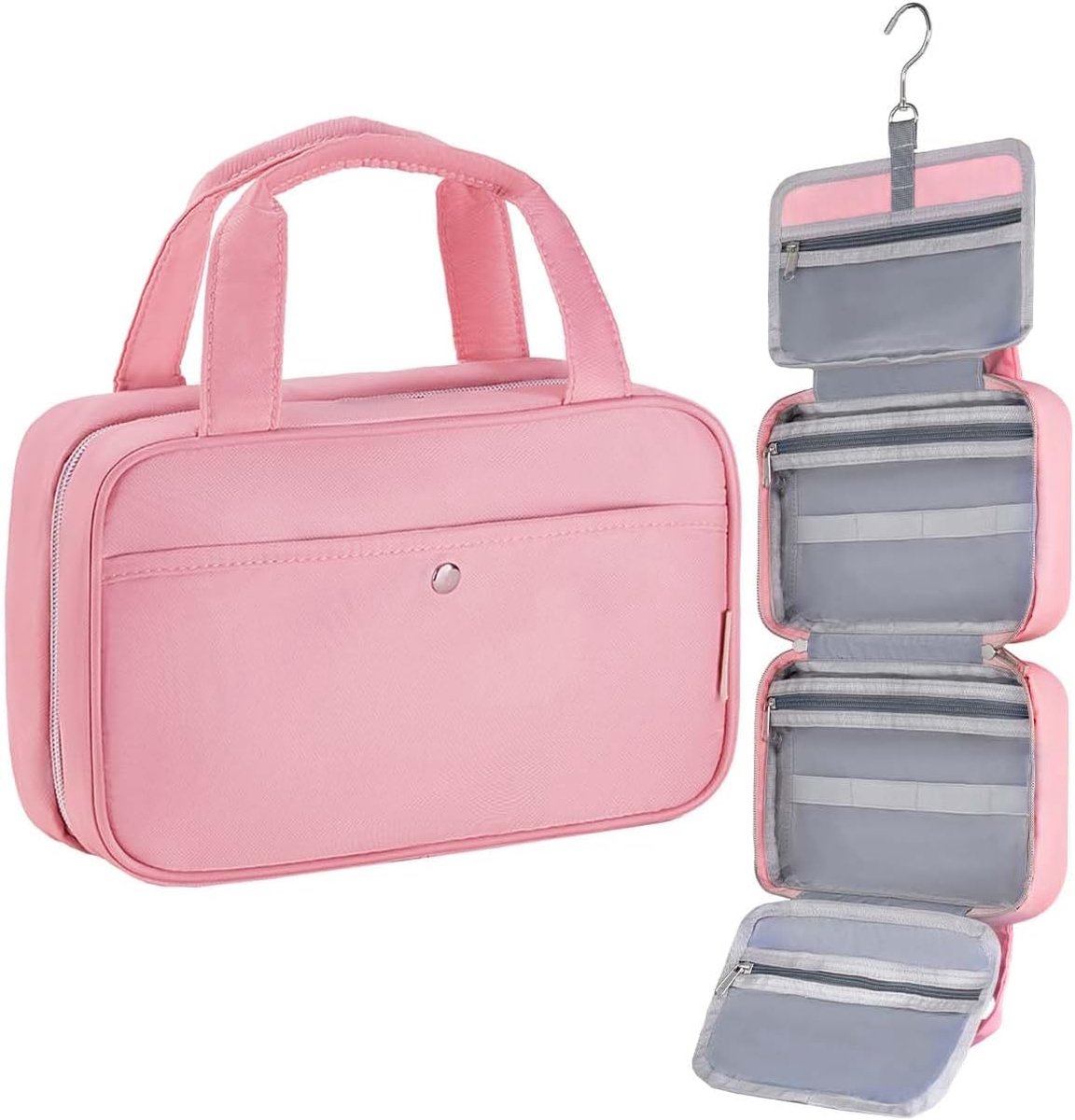 SnelShoppen - Waterafstotende make-uptas donkerroze, minimalistisch design, ideaal voor reizen, uitjes, en dagelijks gebruik, compacte toilettas voor