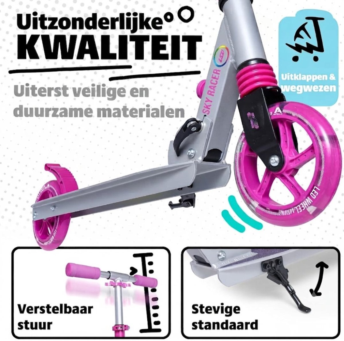 SP® Elektrische Step - Elektrische Steps voor Jongens - In hoogte Verstelbaar - Sterrenlicht - 71cm x 24cm x 14cm