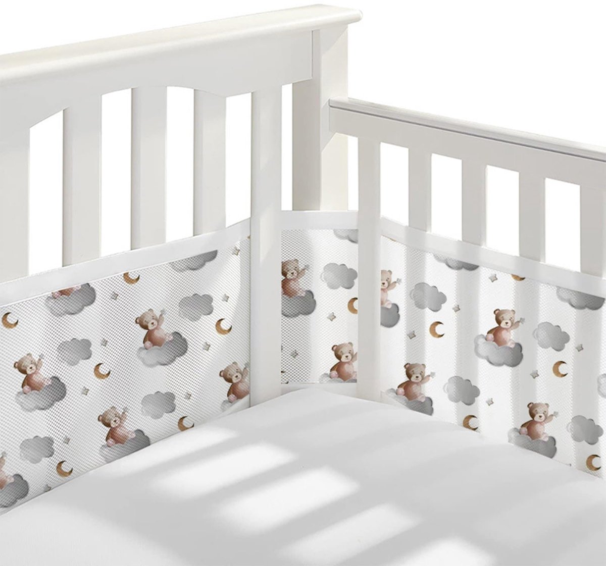 SnelShoppen - Guyisile 2 stuks bedomranding babybed, wasbaar, 340 cm x 30 cm + 160 cm x 30 cm, zachte katoen, ideaal voor veiligheid en comfort in de