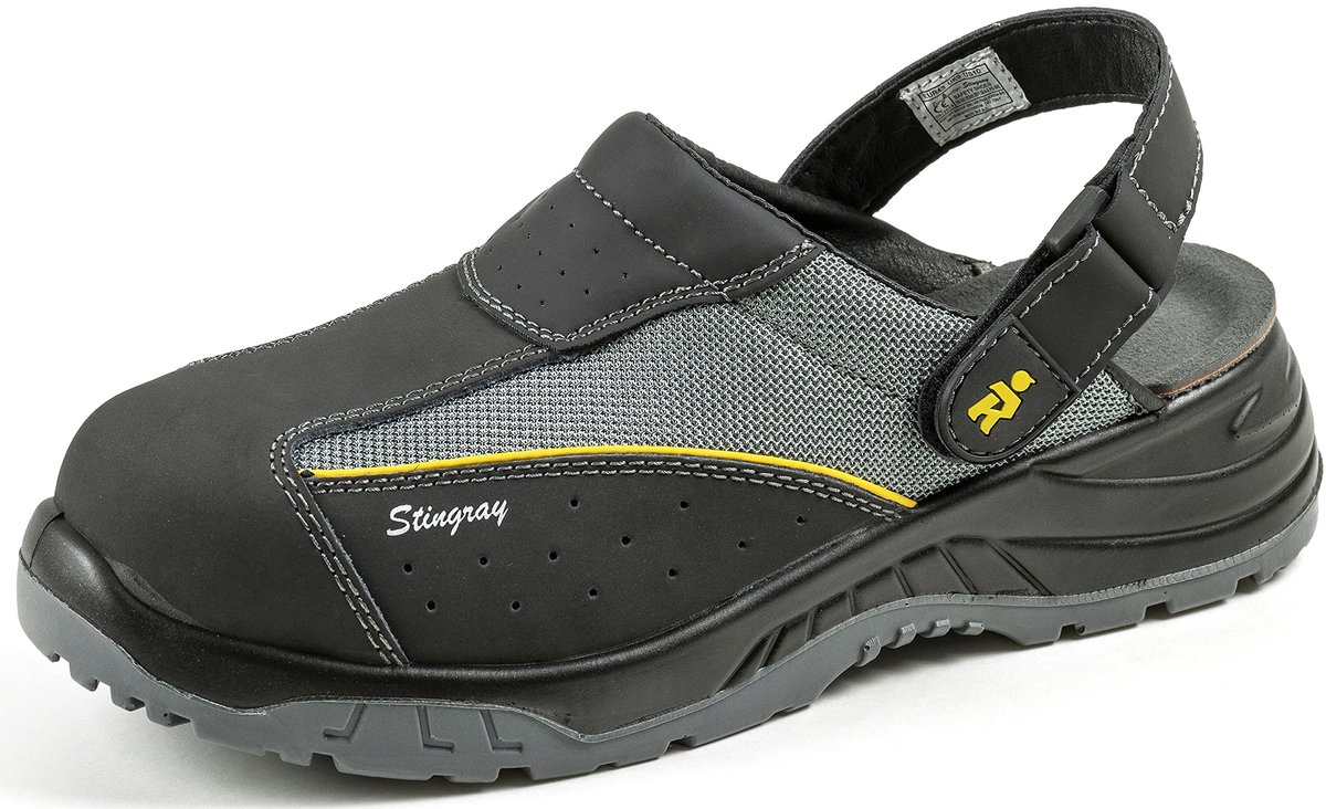 SnelShoppen - Clogs Veiligheidsschoenen Gecertificeerd - Euroroutier Stingray Zwart Leer Maat 42 - Comfortabele Werkclogs voor Bouw en Industrie