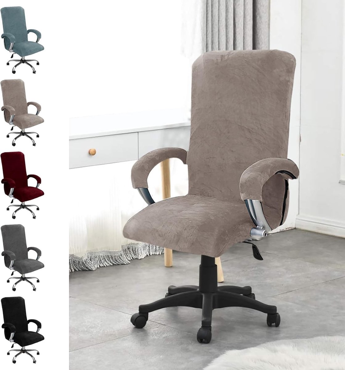 Verwisselbare Velours Stoelhoes voor Bureaustoelen met Armleuningen - Geschikt voor Hoge Rug en Gaming Stoelen, Elastisch en Wasbaar