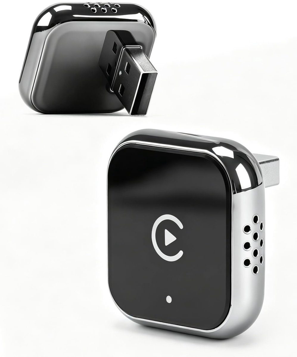 SnelShoppen - 2026 CarPlay Draadloze Adapter - 2 in 1 Mini Conversie Bedraad naar Draadloos - Compatibel met Auto's met Carplay - 5,8 GHz