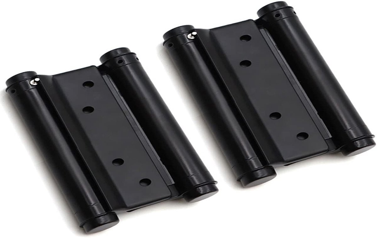 2 Stuks 75mm Zwarte Cafe Saloon Deur Scharnieren met Schroeven - Dubbelwerkende Veerscharnier van RVS, Zelfsluitend, 7.5cm