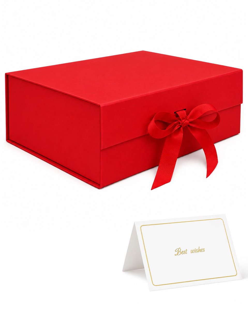 SnelShoppen - Acual Geschenkdoos met Deksel 33x25x13 cm Magneetsluiting Rood - Luxe Cadeauverpakking voor Feestdagen, Verjaardagen en Speciale Gelegen