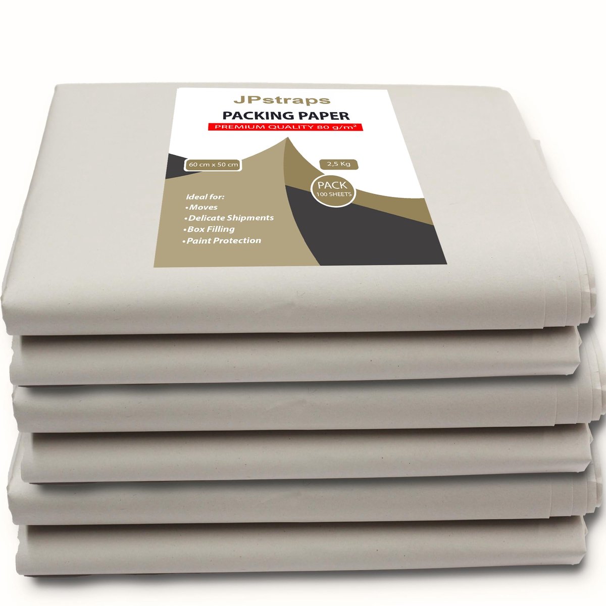 SnelShoppen - Verpakkingspapier 80 g/m², 60 x 50 cm vellen, 2,5 kg, ideaal voor verhuizing, beschermen van gevoelige voorwerpen, knutselen en dozenvul