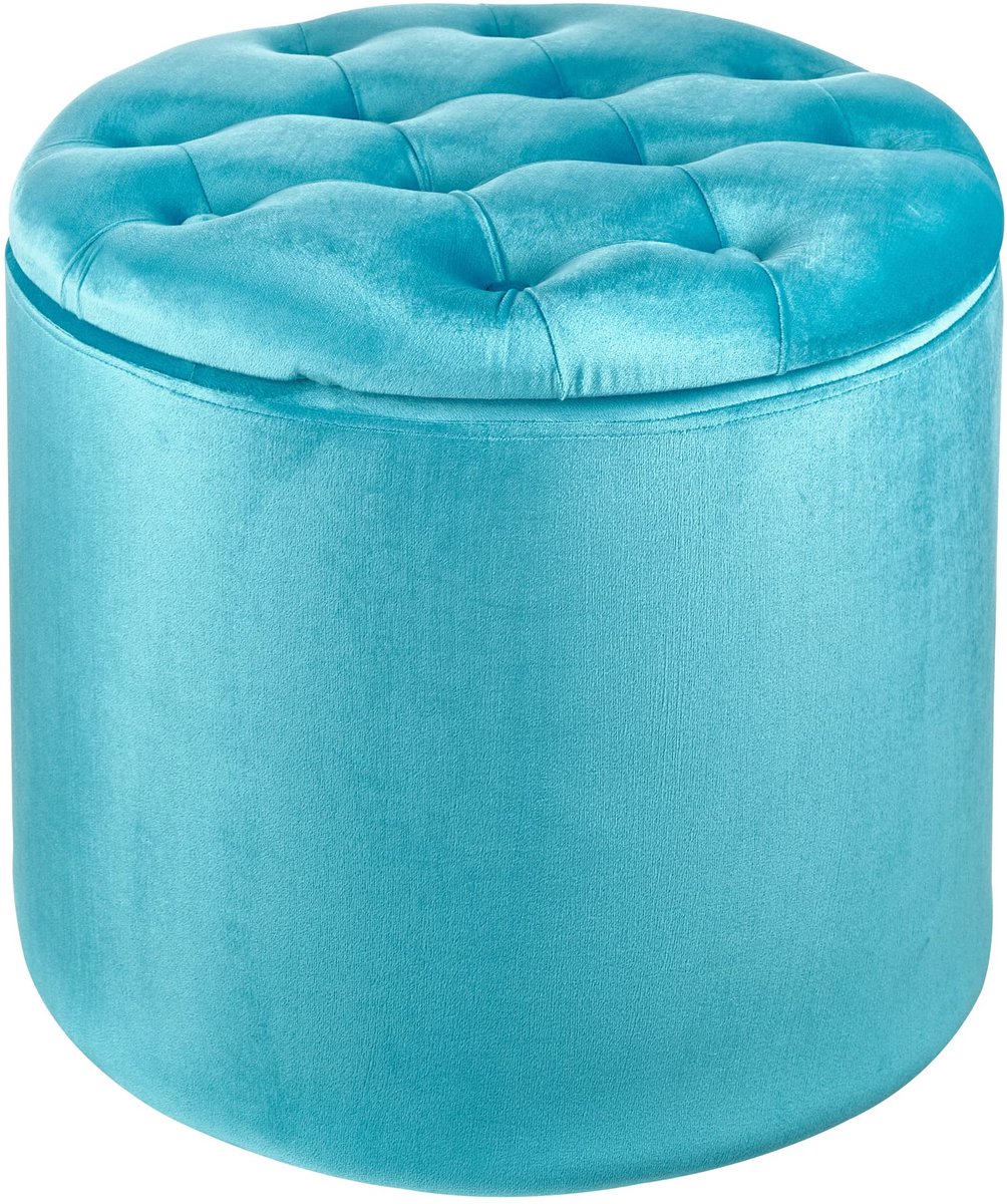 SnelShoppen - Zitzak Voetensteun met Binnenschoenenkast - Fluwelen Zitzak Ø 50 x 42 cm - Turquoise - Ruimtebesparend voor Woonkamer, Slaapkamer, Thuis