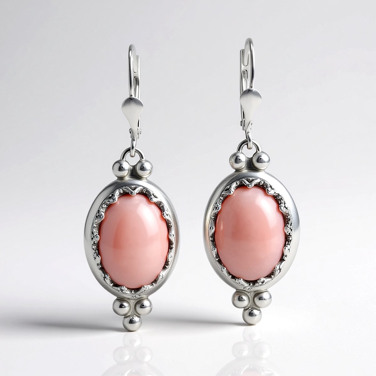 Cavill - Zilveren Oorbellen met Roze Opaal - 925 Sterling Zilver - Ovale Cabochon Opalen 11,61 ct - Elegante Handgemaakte Oorbellen - Desert Chic