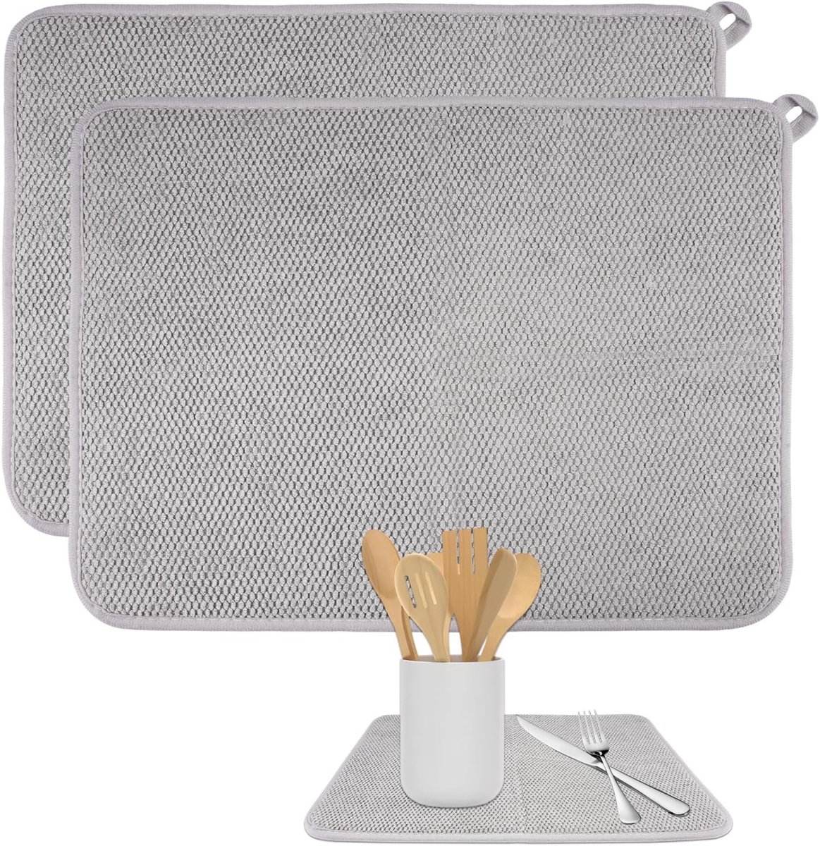 2 Stuks Afdruipmat van Microvezel,Microvezel Sneldrogende Afwasmat Herbruikbaar | 30 × 40cm Super Absorberende Afdruipplaatmat, Microvezels Droogmat, voor Keuken, Bar, Aanrecht, Bord en Beker