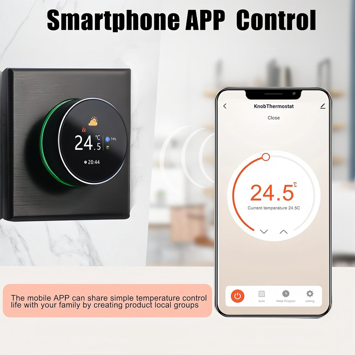 SnelShoppen - Programmeerbare Wi-Fi Thermostaat met Touchscreen - Slimme Thermostaat voor Verwarming en Airconditioning, Compatibel met Alexa en Googl