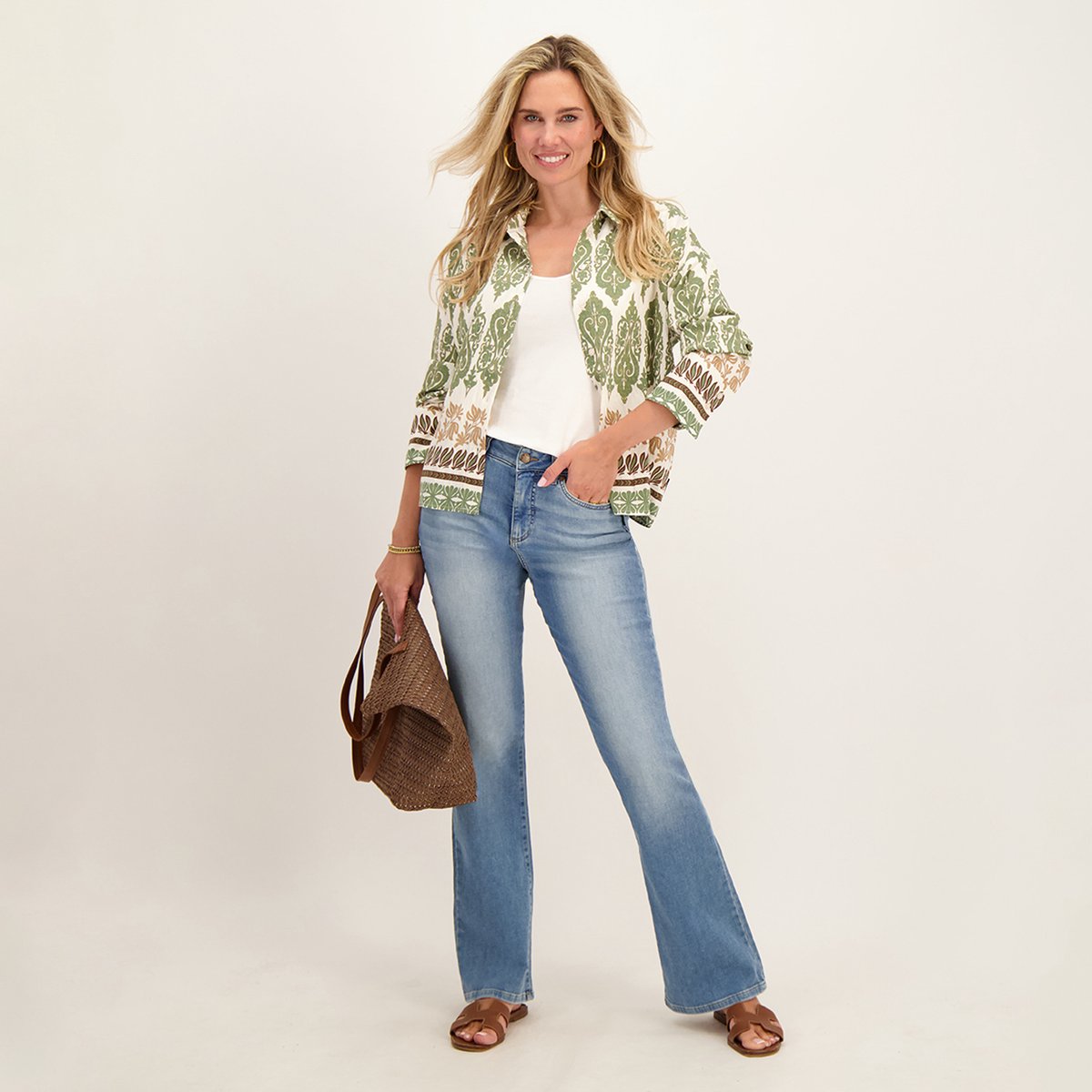 Je m'appelle Dames Blouse - Groen - Maat L