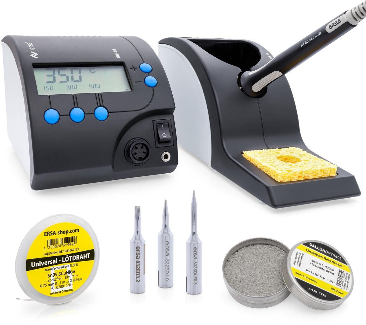 SnelShoppen - ERSA RDS80 Elektronisch Geregeld Soldeerstation 80 W Starterset 6-delig met Diverse Accessoires voor Precisiewerk en Hobbyprojecten