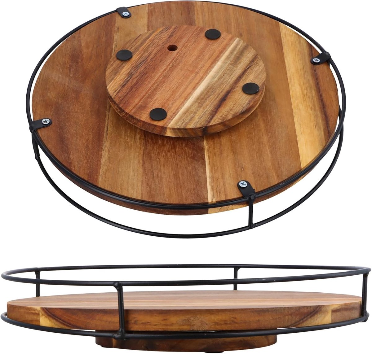 Grote Houten Draairek voor Specerijen, 360° Rotatie, Antislip Organisator voor Keuken, Badkamer en Kast, Ideaal voor Kruidenset en Opbergruimte (30cm)