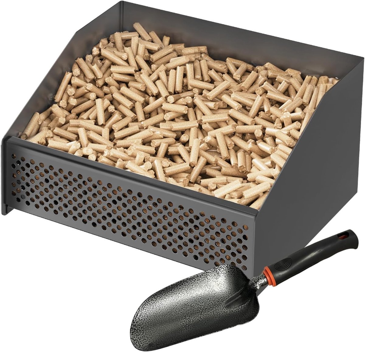 Pelletmand voor haarden en kachels, 30 × 25 × 17 cm, ideaal voor houtpellets en brandhout, zwart