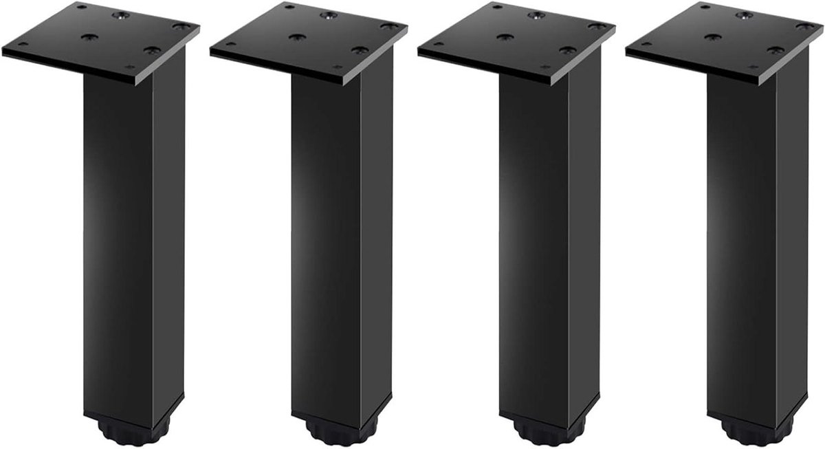 Tafelpoten - Kastpoten - Meubels Stabiliseren - Verstelbaar - 25 cm - Zwart