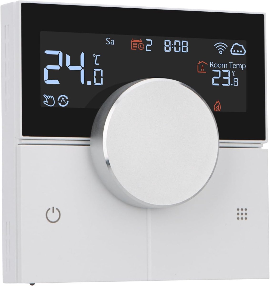 SnelShoppen - Slimme Wifi-Kamerthermostaat met Draaiknop voor Vloerverwarming, Schakelbare Verwarming/Koelmodus, Energiebesparing en Eenvoudige Bedien