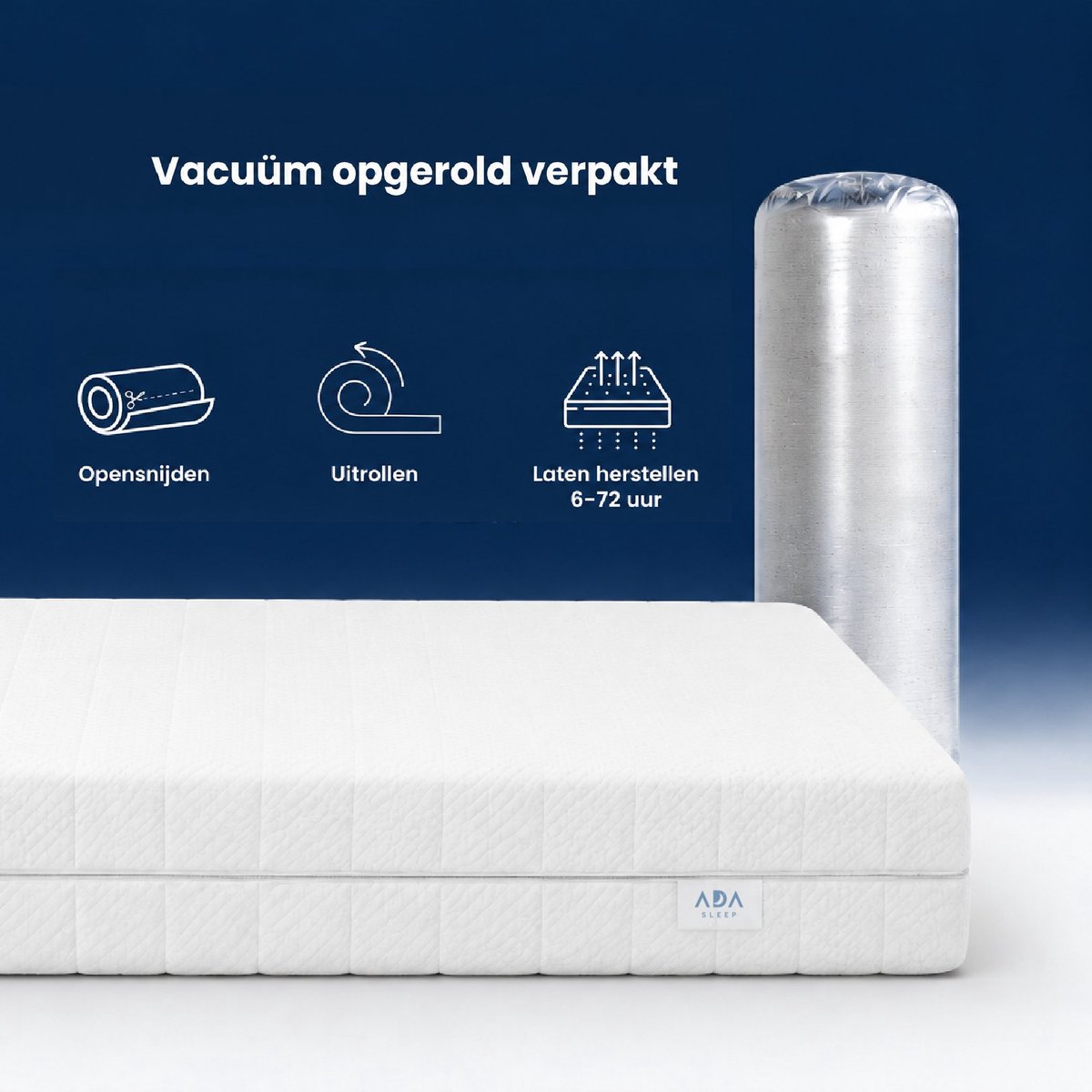 Ada Sleep® Koudschuim matras 80 x 200 cm - 14 cm - ventilerend - hypoallergeen - wasbare hoes - CertiPUR® en Okoetex gecertificeerd - Ergonomische ondersteuning