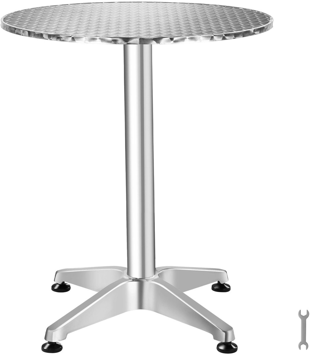 tectake® 2-in-1 Statafel en Eettafel - Ø 60 cm - Ronde Bistrotafel - Bartafel van Aluminiu