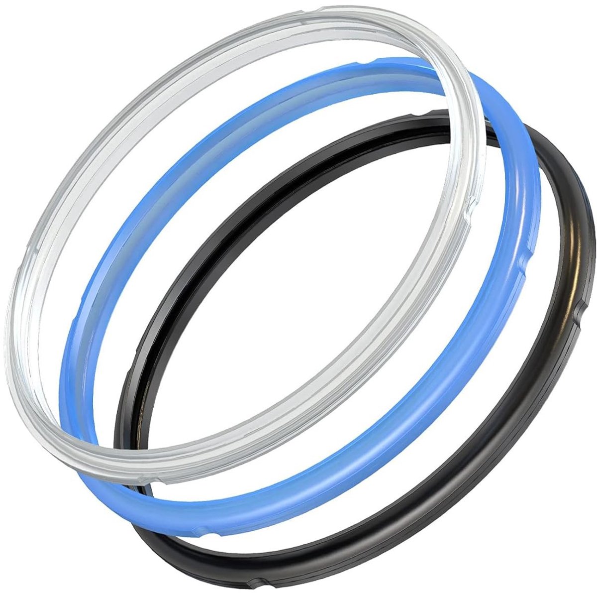 Dailygoods - Elektrische Snelkookpan Afdichting Ring - Siliconen Stoom Ring - 3 Stuks - Zwart Blauw Transparant - Geschikt voor Instant Pot - Voor Div...
