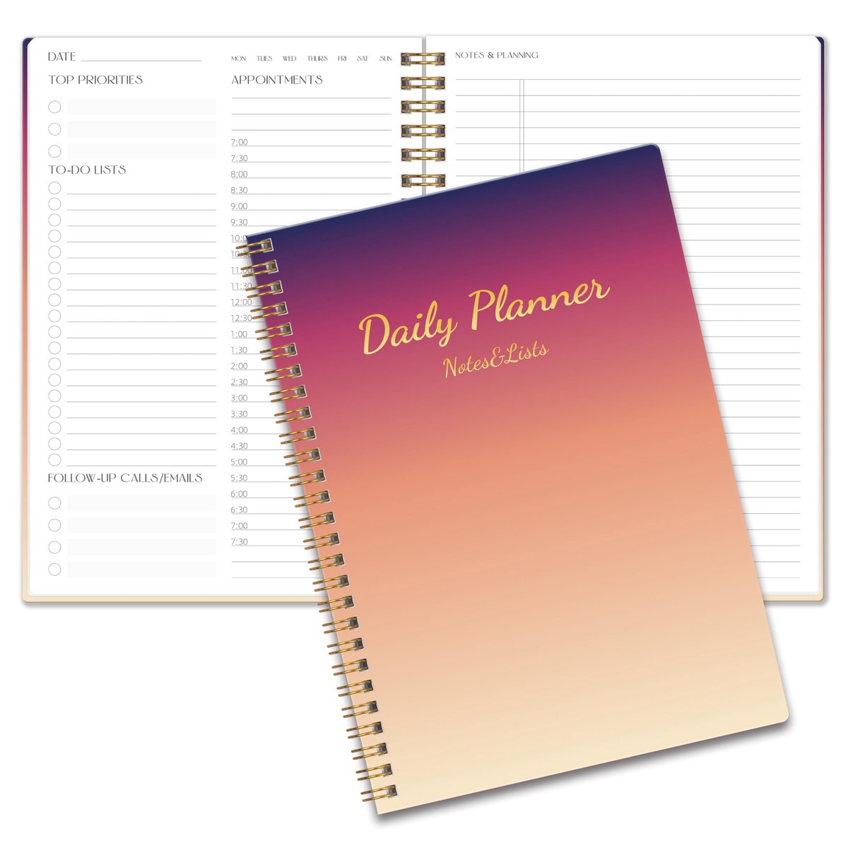Dailygoods- Dagplanner Ongedateerd - 80 Dagen To-Do-Lijst - A5 Notitieboek - Uurschema's - Esthetische Planner - Hoogwaardige Materialen - Agenda