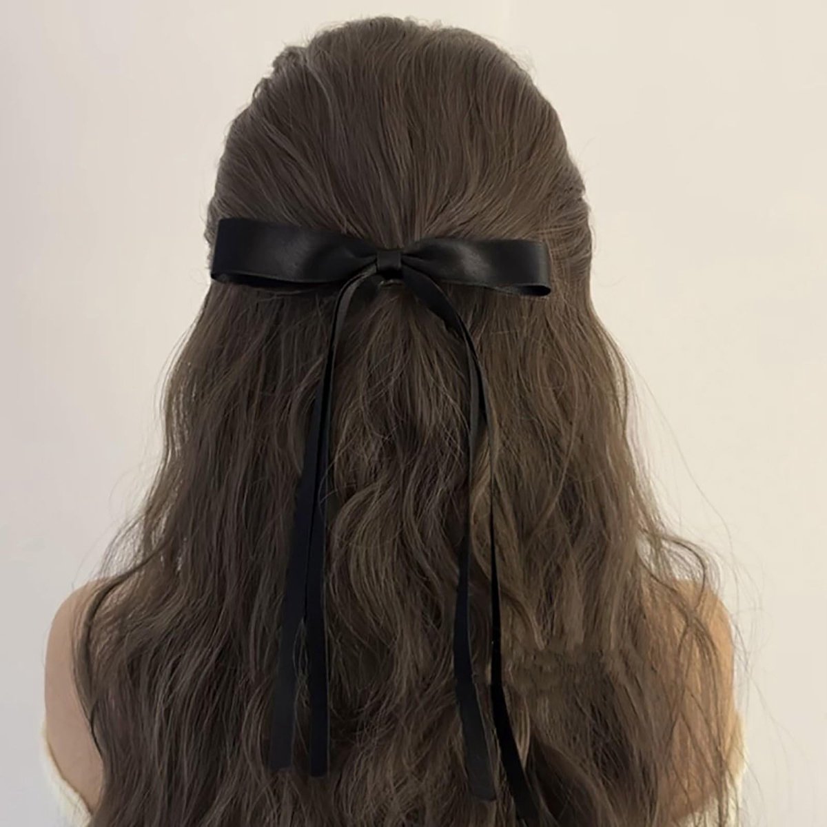 Dailygoods - Haarbanden voor Vrouwen Lange Staart Band Strikken Haar Clip Zwart Satijn Boog Barrettes Band Kwastje Accessoires Frans Zijdeachtig Haar Strik Barrettes Hoofddeksel