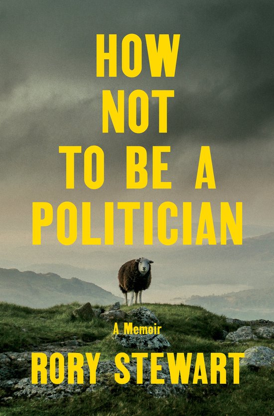 Boekomslag 'How Not to Be a Politician' met een schaap op een heuvel en gele tekst.