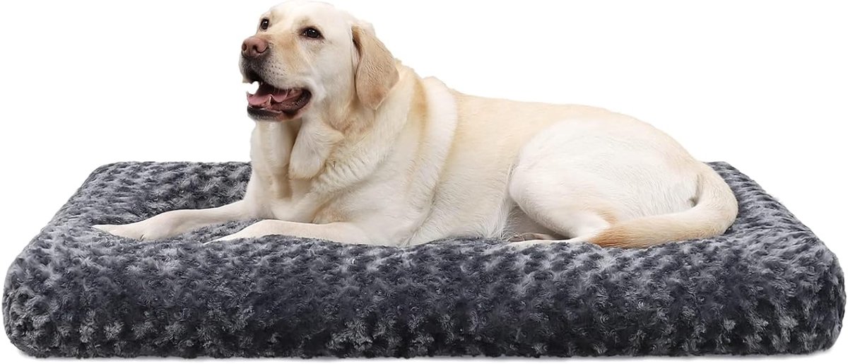 Hondenkussen voor grote en middelgrote honden, hondenbed voor binnen, 90 x 60 cm, antislipbodem, machinewasbaar, hondenmatras, donkergrijs