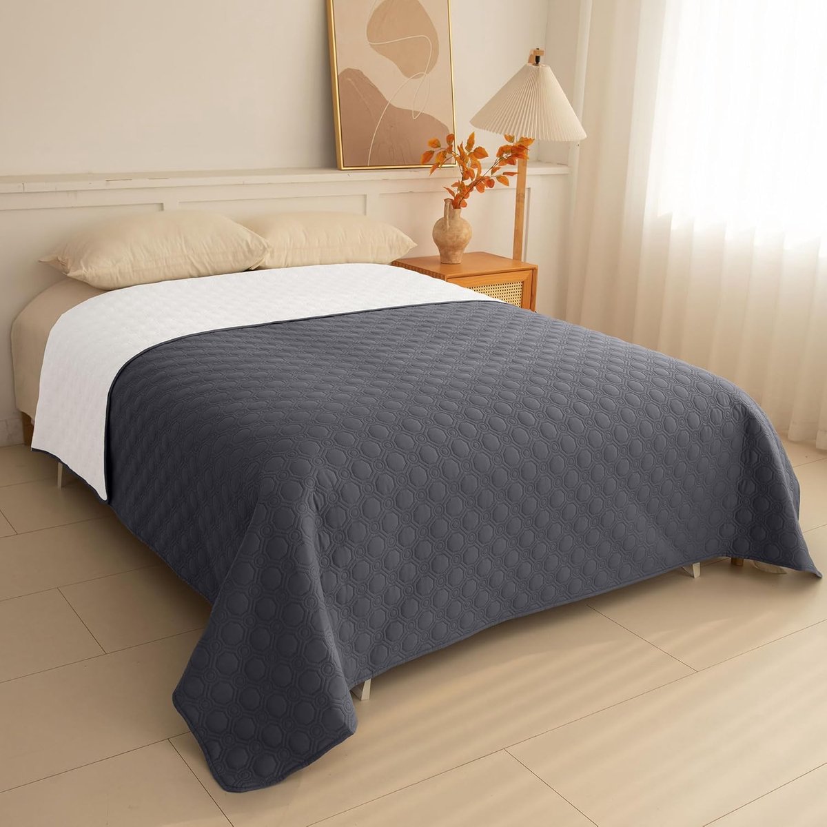Waterdichte Sprei & Hondendeken, Antislip & Slijtvaste Huisdierendeken, Dubbelzijdig Wasbare Bedsprei & Beschermdeken voor Bed, Bank & Huisdieren(208x208cm, Grigio)