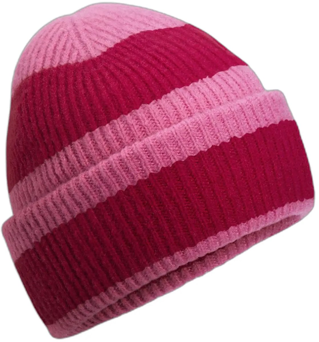 Colour Block Beanie - True Pink/Classic Red - One Size