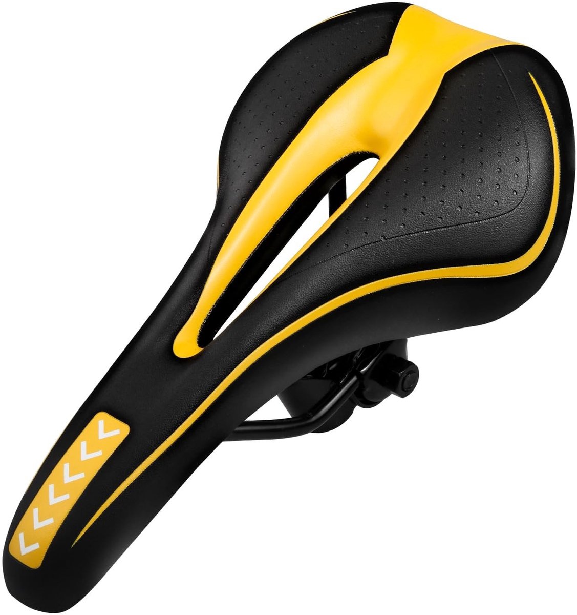 Dailygoods - MSDADA Fietszadel met gel en traagschuim, ergonomisch hol zadel voor stadsfiets, MTB en trekking, comfortabel voor dames, heren en kinderen (universeel, geel)
