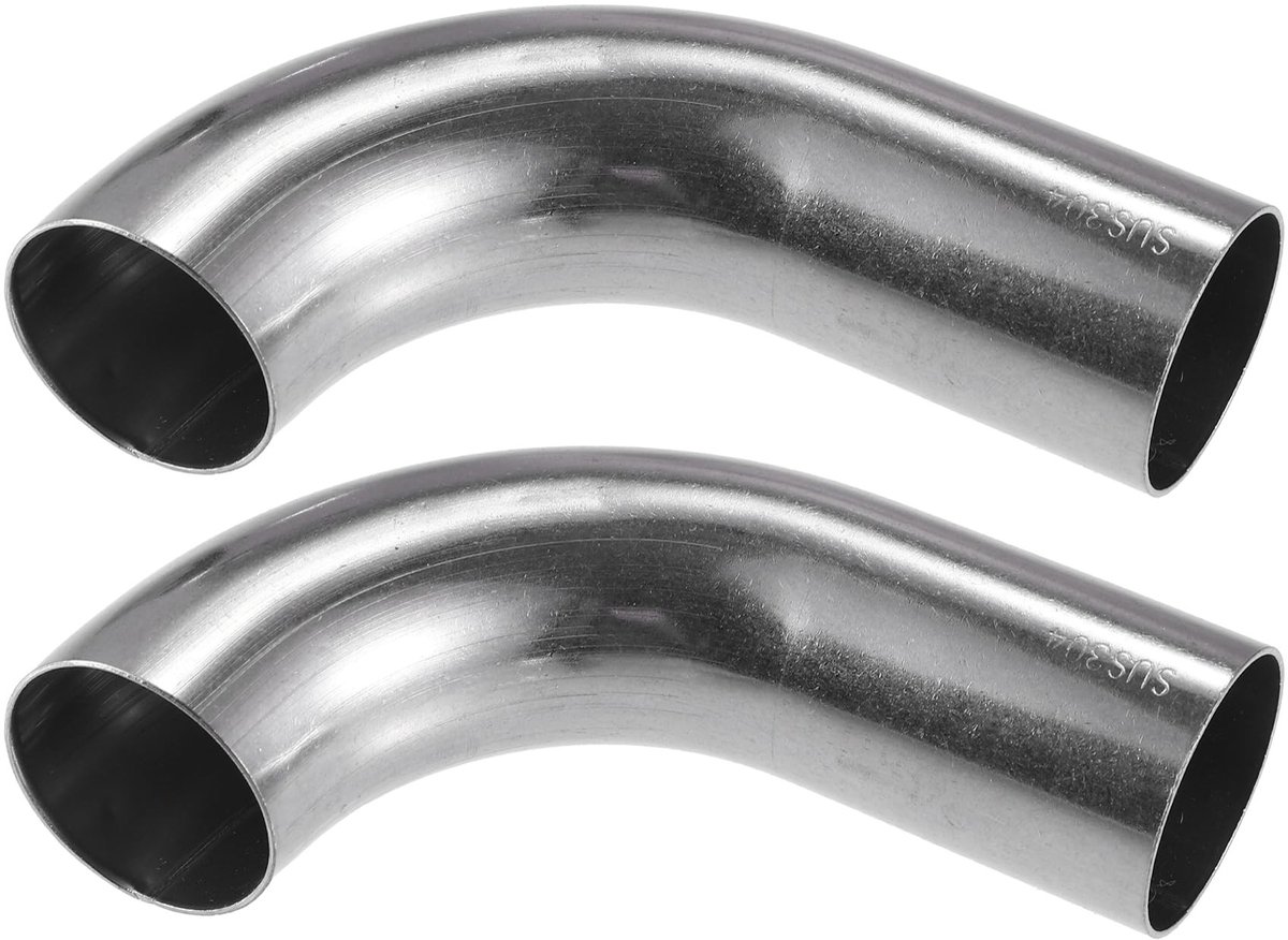 Dailygoods- Uitlaatpijp Gebogen Elleboog - 90° Pijp - 2 Stuks - 32mm Buitendiameter - 304 RVS - Duurzaam en Universeel - Pijpbocht