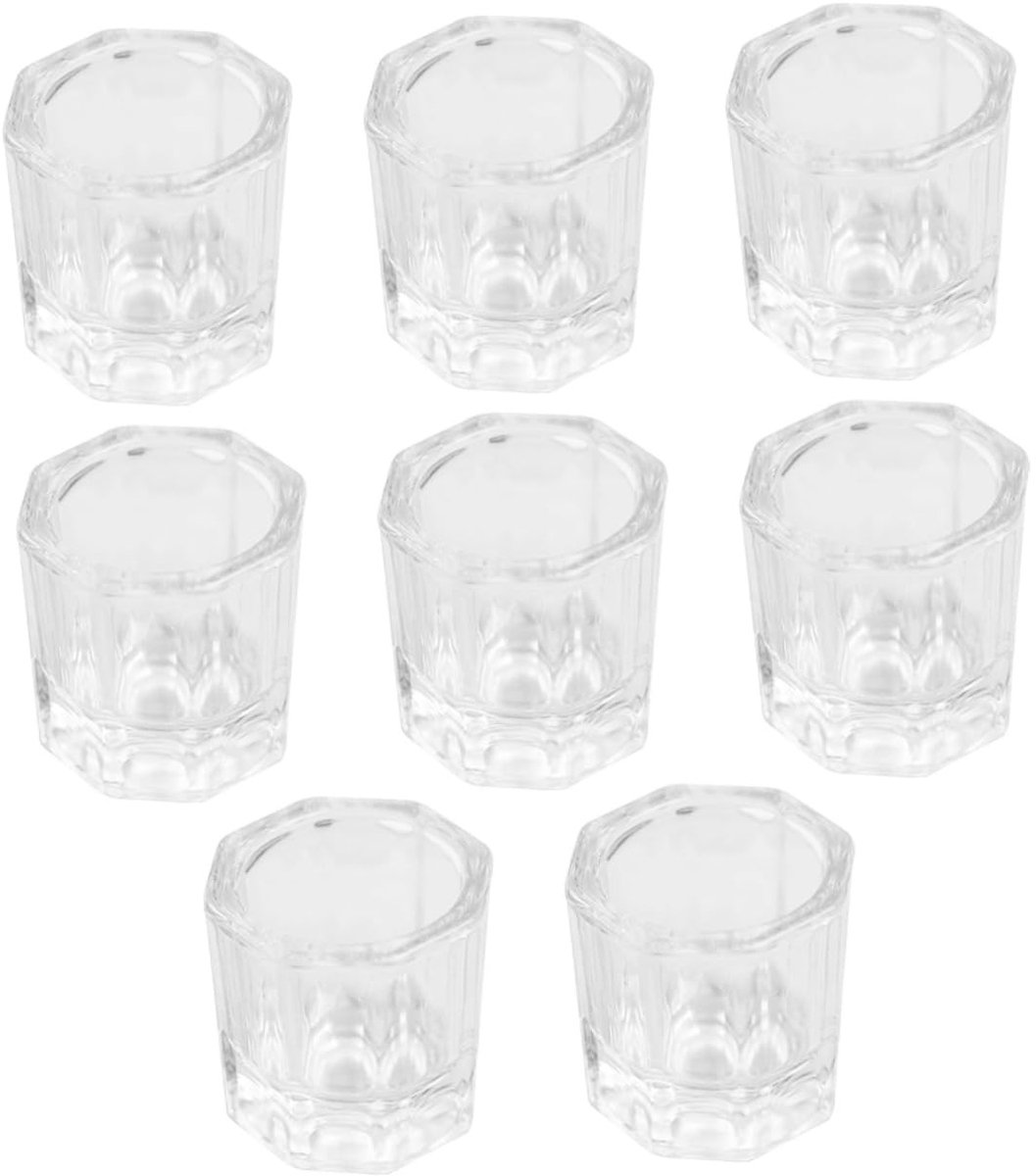 Dailygoods- Wasbeker 8 Stuks - Duurzaam Kristallen Vloeistofhouder - Nagelkunst Gereedschap - Navulbaar - Stevige Bodem - Praktische Mengschotel - Nagelkunstbeker