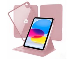 Casemania Hoes Geschikt voor Apple iPad 2025 11e Gen (A16) & 2022 10e Gen - Roze - Smart Cover met Transparante Achterkant - 360° Graden Draaibaar - TriFold Beschermhoes met Pencil Houder Uitsparing
