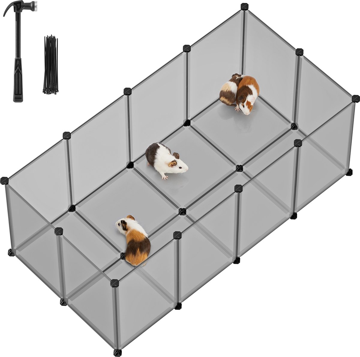 SONGMICS - Puppyren - Dierenren met Bodemplaten - Kunststof Knaagdierkooi - Voor Hamsters en Konijnen