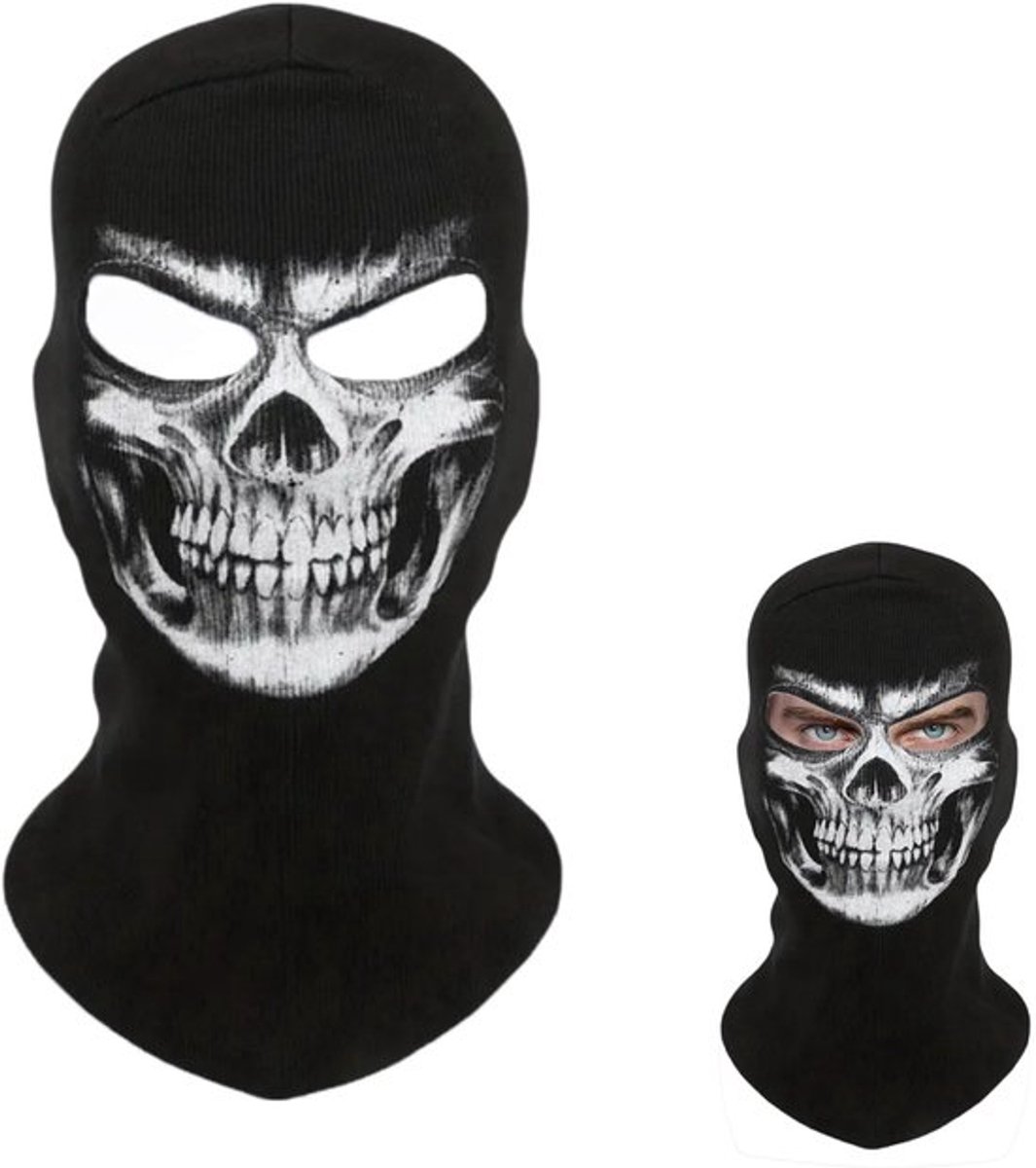 Allecto Halloween kostuum Schedel Balaclava Comfortabel en Zwart