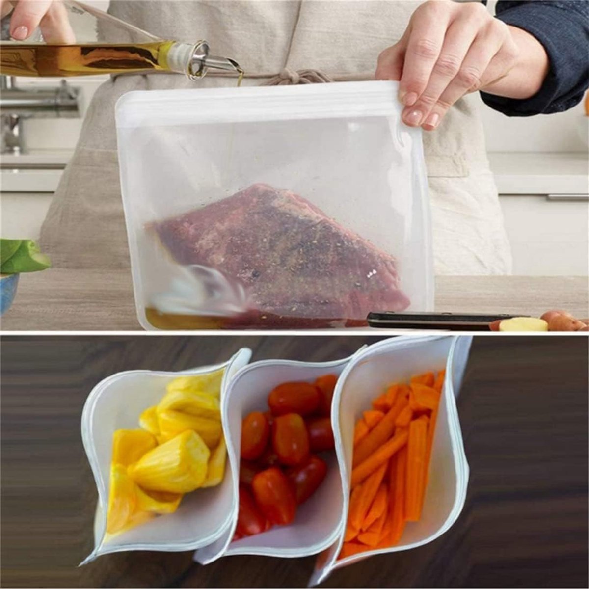 11 stuks luchtdichte siliconen herbruikbare zakjes voor fruit, groenten, vlees en sandwiches, perfect voor thuis, keuken en reizen — cadeau in Cadeau-ideeën - foto 2