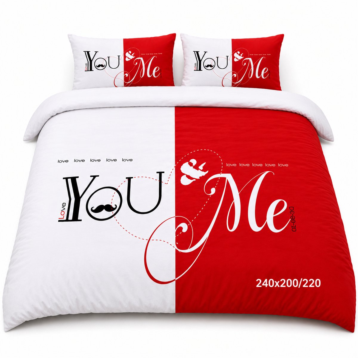 You & Me Dekbedovertrekset - 240x200/220 - Hotelkwaliteit - Romantisch Design - Superzachte Microvezel - Ademend - Temperatuurregulerend - Kleurvast - Perfect Cadeau