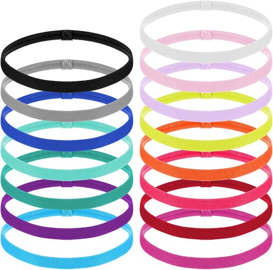 15 stuks sporthaarband, hoofdband, antislip, dun, antislip, elastische hoofdbanden, sporthaarband, siliconen voor kinderen, zweetband, hoofdbanden, uniseks, voor sportschool, voetbal, yoga