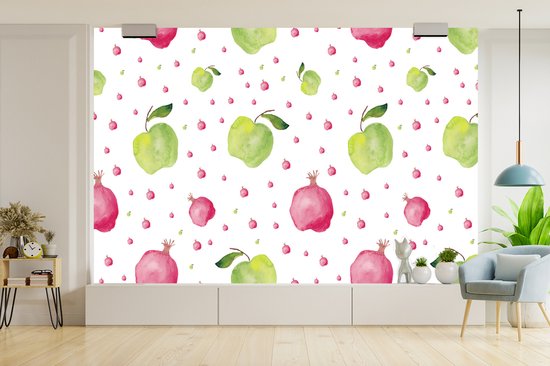 Behang - Fotobehang Appel - Granaatappel - Sjablonen - Breedte 390 cm x hoogte 260 cm
