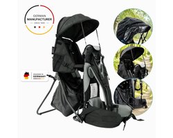 FA Sports Lil' Boss - Kinderdrager zwart - Met regen- en zonnedak - Veel opbergruimte - Tot maximaal 22 kg
