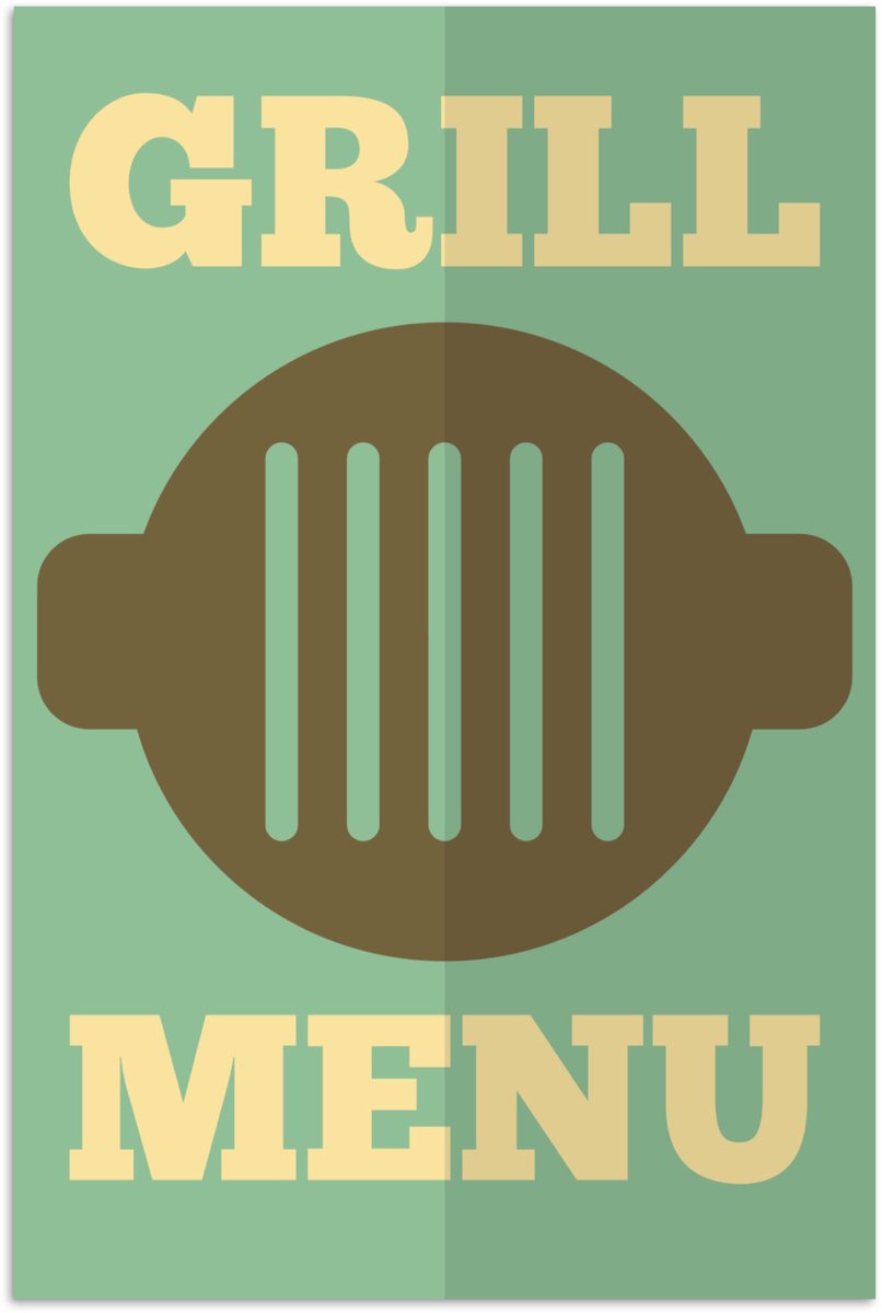 Poster 40x60 cm - Barbecue illustratie met een grill - Posters - Kamer decoratie - Wanddec