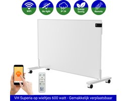 VH Infrarood paneel Superia - 60 x 100 cm - 600W - Verplaatsbaar op wieltjes - Wifi functie -…