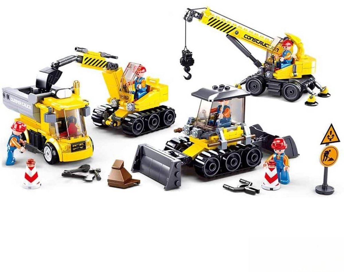 Bol.com Sluban Town Bouwplaats bouwspeelgoed kinderen vanaf 6 jaar - Constructiespeelgoed modelbouw - bouwdoos met 465 bouwstene... aanbieding