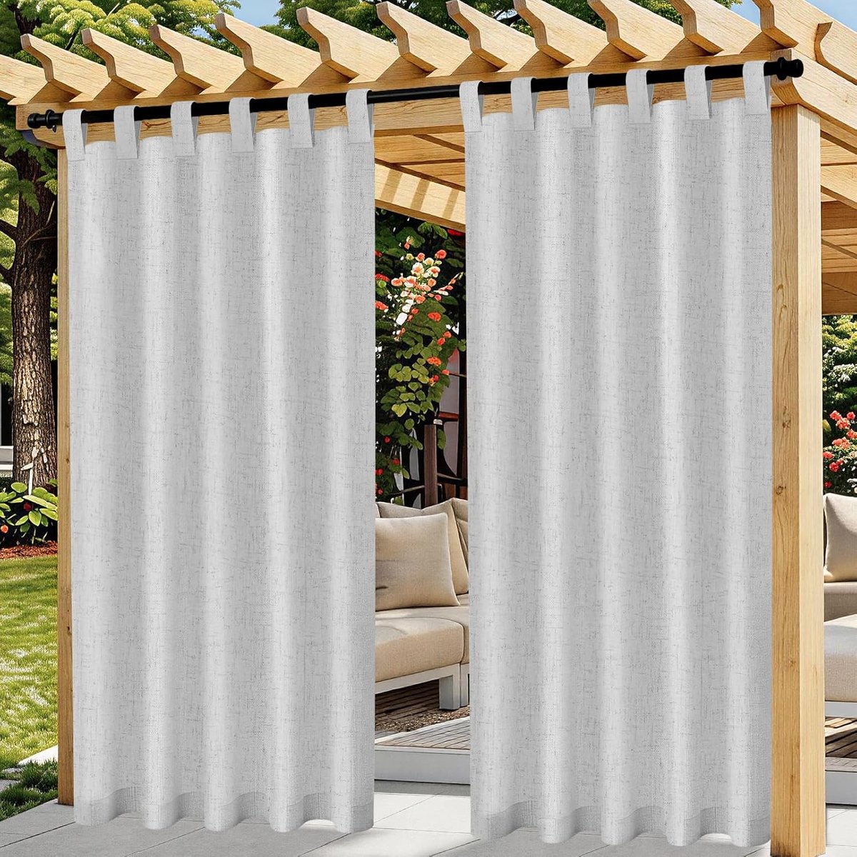 SnelShoppen - Esvyit Weerbestendig Outdoorgordijn - Waterdicht Grijs - Perfect voor Tuin, Balkon, Camping en Buitengebruik - 140x250 cm