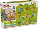 Doos van LEGO Duplo bouwplaats speelgoed, met afbeeldingen van kinderen die spelen en verschillende constructies.