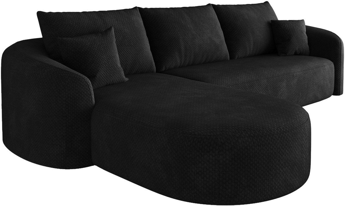 REDOM - Hoekbank - 4-zits - Modulaire L-vorm - Zonder montage - Design - Woonkamer - Stof - Zwart - 266 x 168 x 85 cm