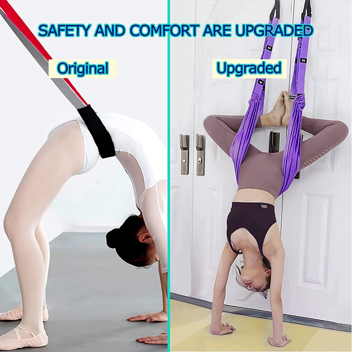 SnelShoppen - Yoga Rekband Verstelbare Hoogte Been Stretcher Taille Rug Stretch Band Luchtyoga Anti-Zwaartekracht Inversie Oefeningen Deur Flexibilite