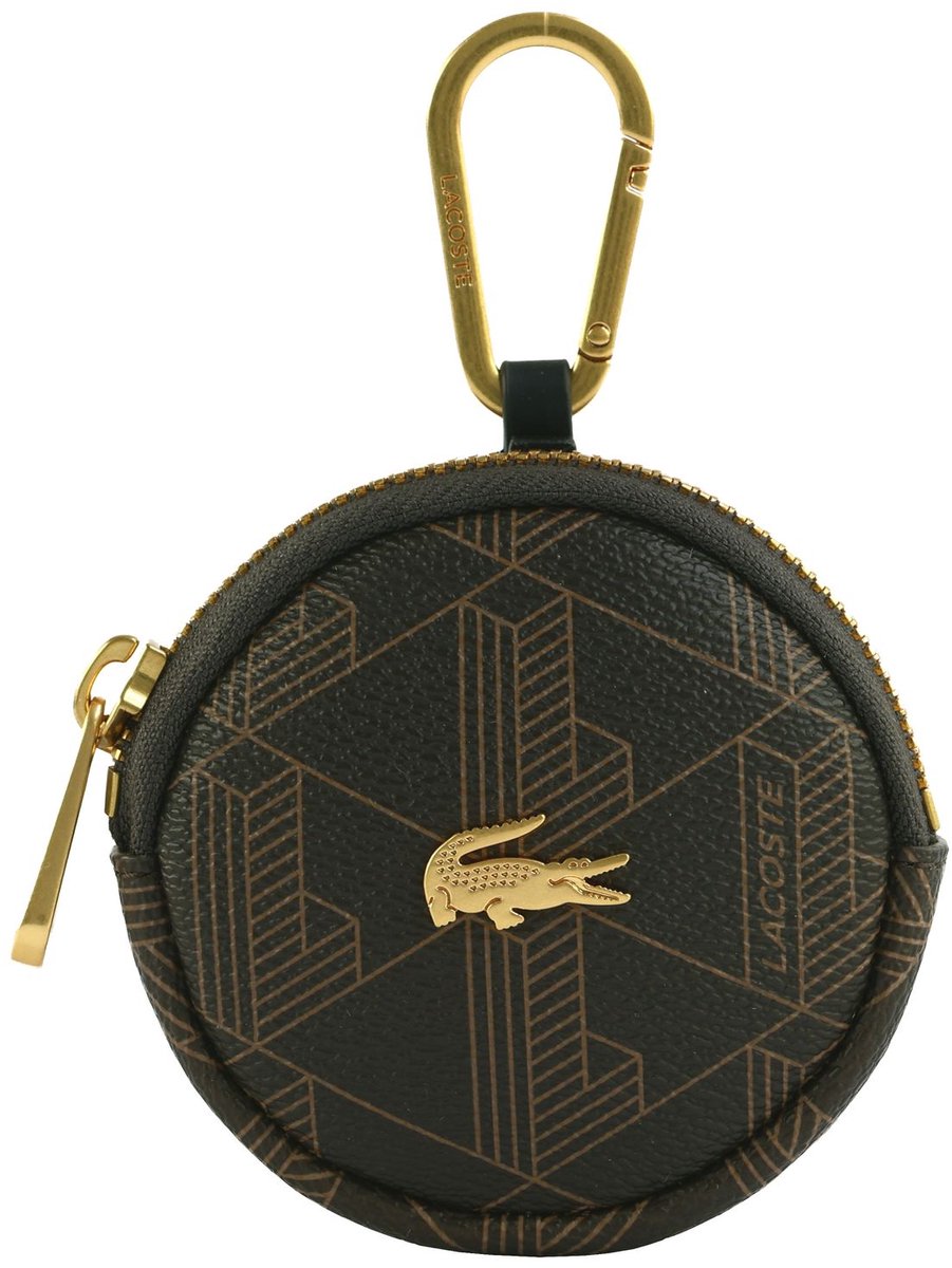 LACOSTE accessoiretas Coin Purse Mono Slate Black Shitake donkerbruin