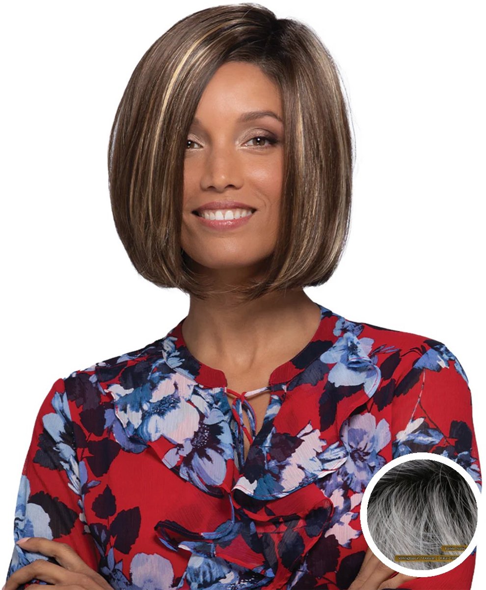 Estetica Designs Petite Sullivan Synthetisch Haarwerk - Front Lace, Kort, Zwart Bruin, CHROMERT1B