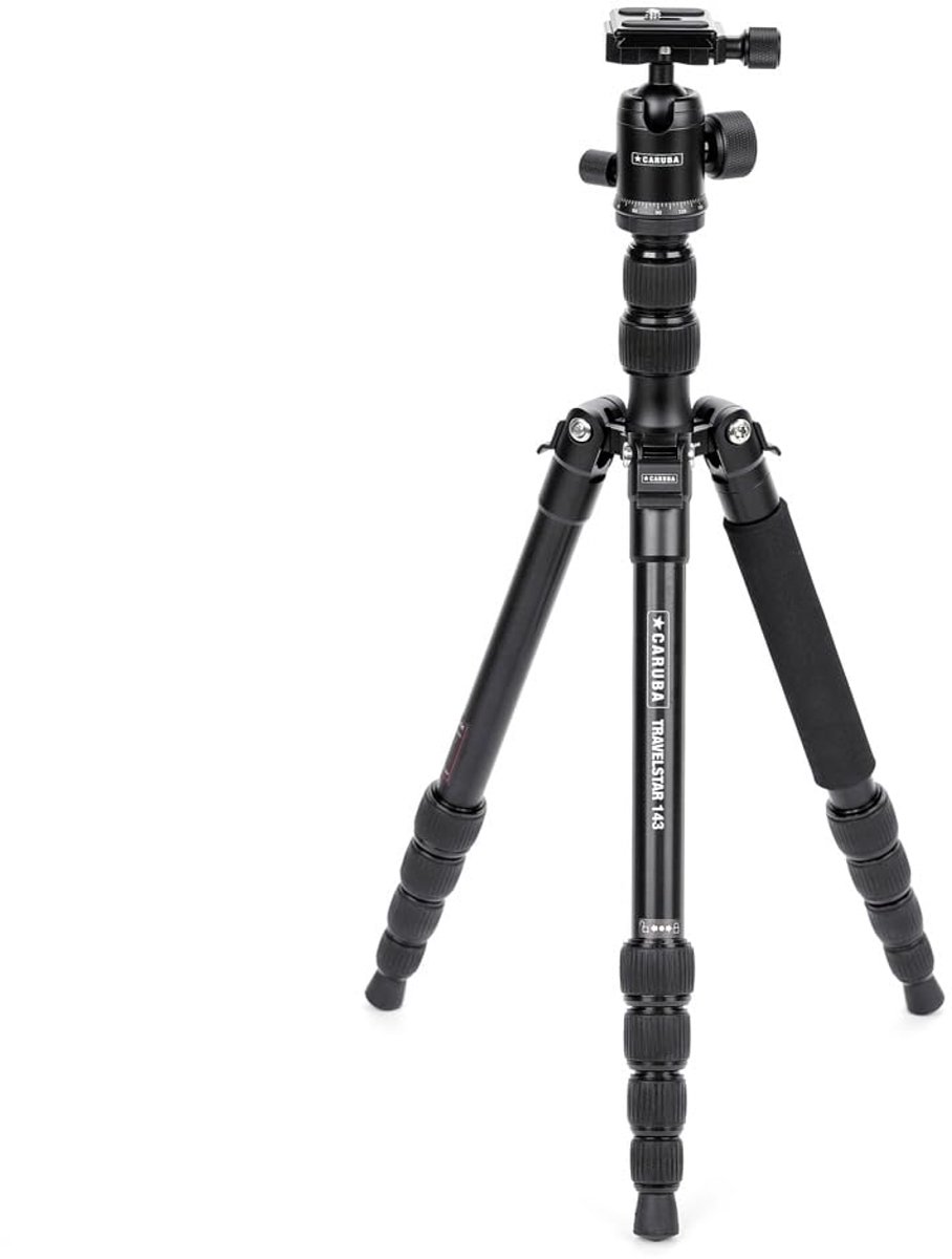 SnelShoppen - Lichtgewicht Aluminium Camera Statief - Caruba Travelstar 143 - 360 Graden Balhoofd - Reisstatief voor Fotografie tot 10 kg